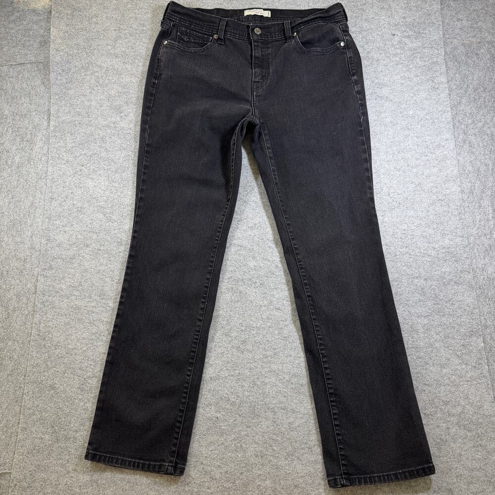 Levi's 505 Straight Leg Jeans Womens 12 Black Faded Denim Button Fly Mid Rise